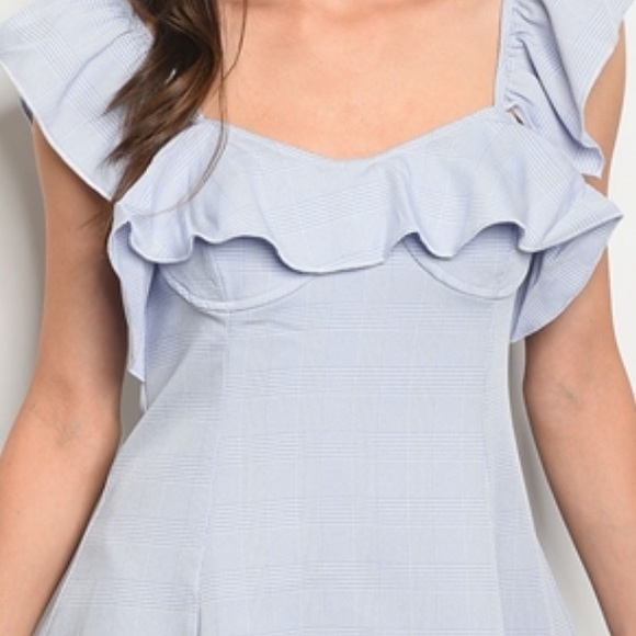 Blue & Ivory Checkered Mini Dress Sizes S M L - Picture 3 of 6